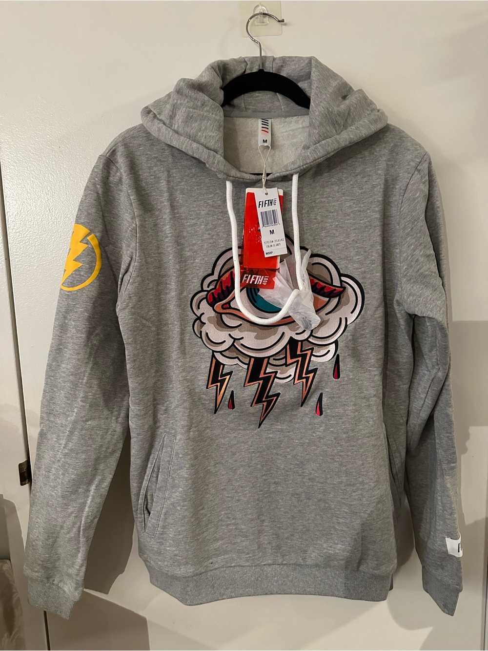 FifthLoop Grey Graphic Thick Pullover Hoodie with pockets . Unisex
